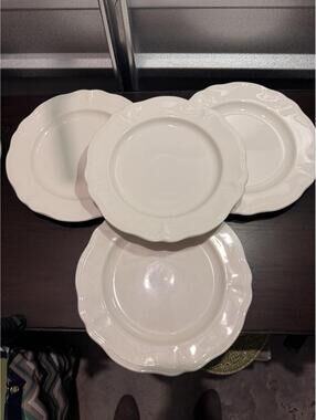 Federalist Ironstone 24 White Dinner Plates #4238 Scalloped Edge Vintage Japan *